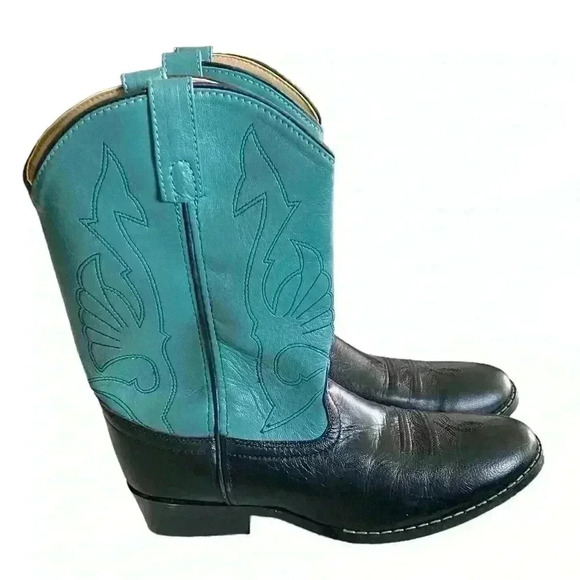 Smoky Mountain Boots Size 7 Black and Teal New - Picture 1 of 5